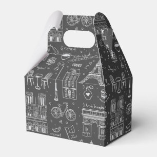 Whimsical Paris Doodles Pattern Favour Box