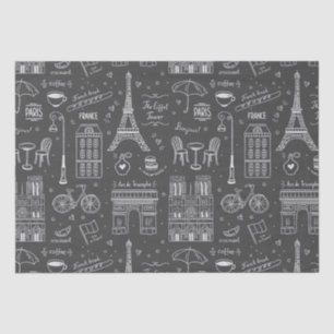 Whimsical Paris Doodles Pattern Tissue Paper