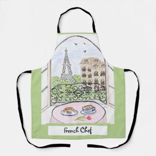 Whimsical Paris Eiffel Tower French Chef Apron