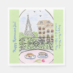 Whimsical Paris Eiffel Tower RETIREMENT Name Napkin