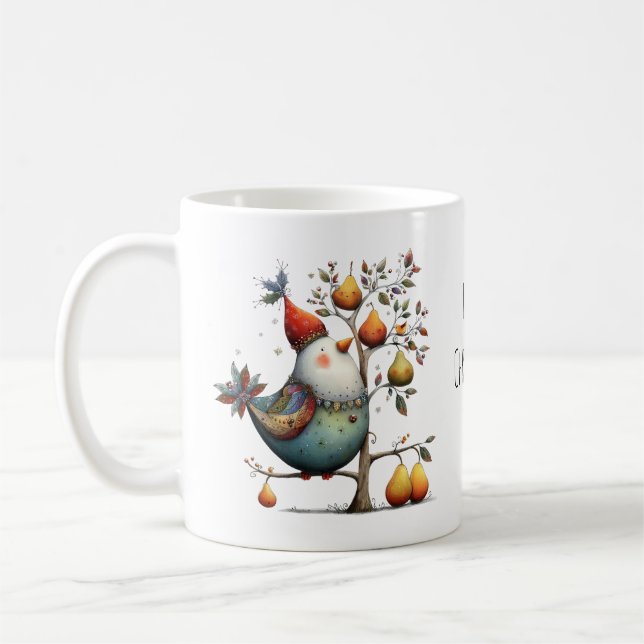 Whimsical Partridge in a Pear Tree Christmas 11oz Coffee Mug (Left)