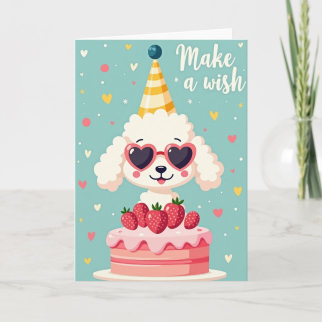 Whimsical Party Dog Birthday Card (Front)