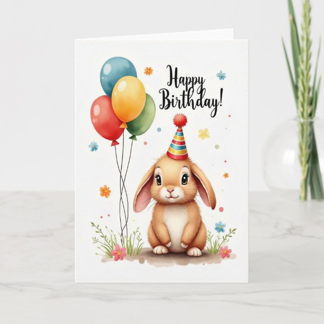 Whimsical Party Hat Card (Front)