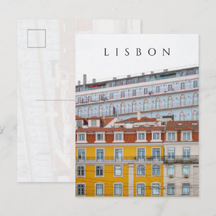 Whimsical pastel buildings in Lisbon Postcard