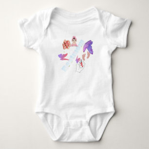 Whimsical Pastel Butterfly and Flowers Coffee Mug Baby Bodysuit