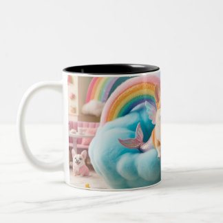 whimsical pastel cafe Two-Tone coffee mug