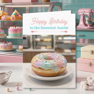 Whimsical Pastel Cake Birthday Card for an Aunt