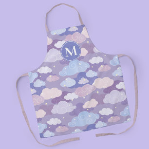 Whimsical Pastel Clouds and Stars Pattern Apron