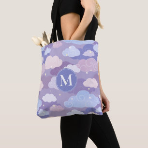 Whimsical Pastel Clouds and Stars Pattern Tote Bag