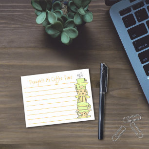 Whimsical Pastel Coffee Cup Stack Post-it Notes