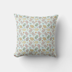 Whimsical Pastel Cute Easter Eggs Floral Patter Cushion