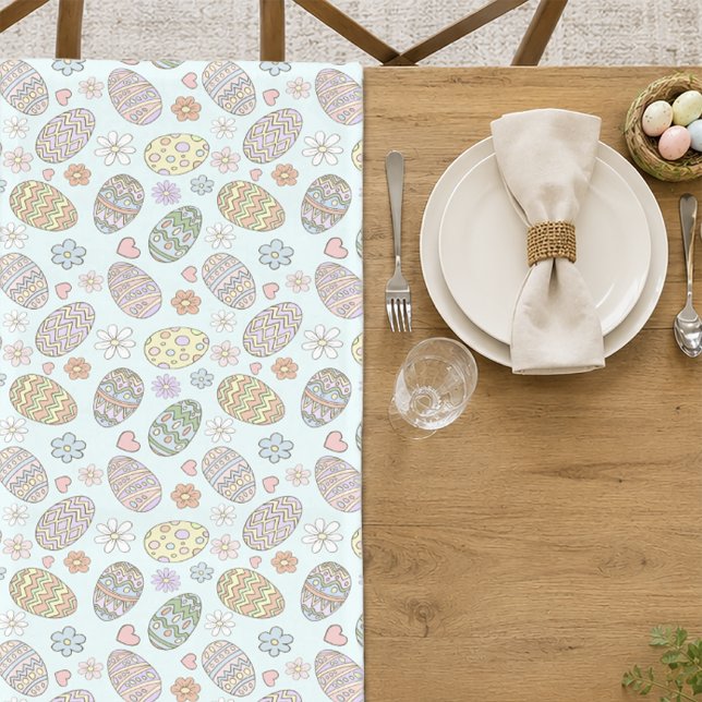 Whimsical Pastel Cute Easter Eggs Floral Patter Medium Table Runner (Creator Uploaded)