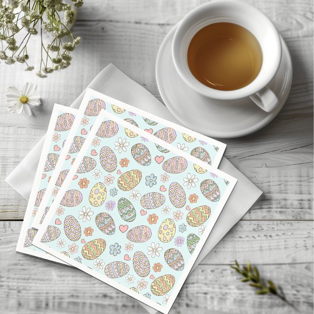 Whimsical Pastel Cute Easter Eggs Floral Patter Napkin (Creator Uploaded)