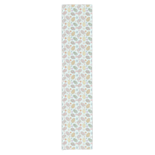 Whimsical Pastel Cute Easter Eggs Floral Pattern  Short Table Runner