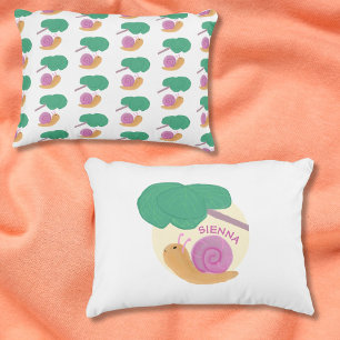 Whimsical Pastel Cute Snail Personalised kids Decorative Cushion