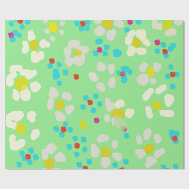 Whimsical Pastel Daisy Floral Wrapping Paper (Flat)