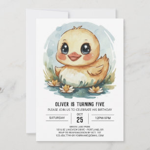 Whimsical Pastel Duck Birthday Invitation