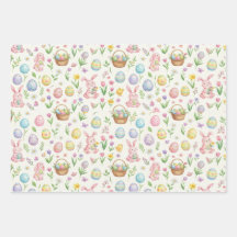 Whimsical Pastel Easter Bunny & Floral Pattern