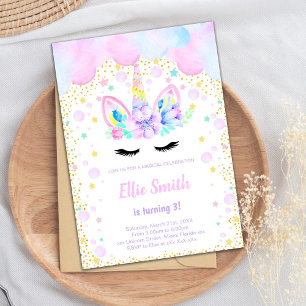 Whimsical Pastel Fantasy Party Card for Girls