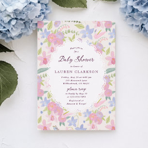 Whimsical Pastel Floral Baby Shower Invitation