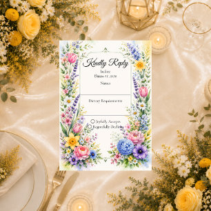Whimsical Pastel Garden FloralWedding RSVP Card