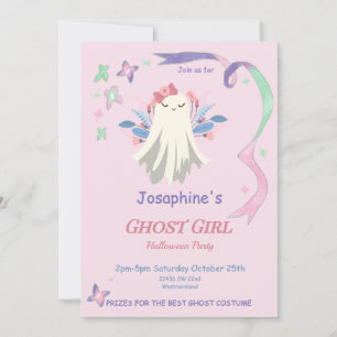 Whimsical Pastel Ghost Girl Halloween Party Invite