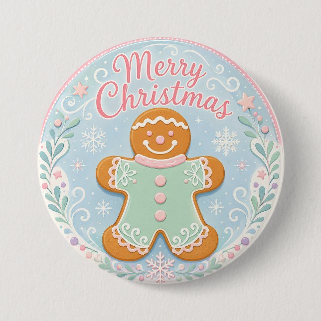 Whimsical Pastel Gingerbread Man 7.5 Cm Round Badge (Front)