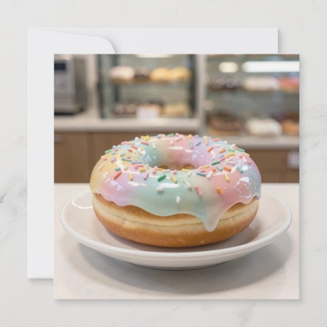 Whimsical Pastel Glass Glaze Doughnut   Card (Front)