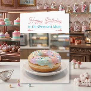 Whimsical Pastel Glass Glaze Doughnut Mum's Birthd Card