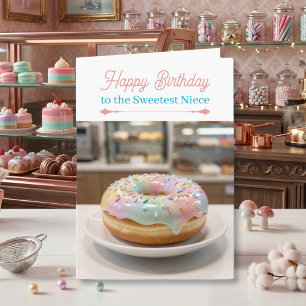 Whimsical Pastel Glass Glaze Doughnut Niece Birthd Card