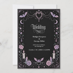 Whimsical Pastel Gothic Kawaii Wedding Invitation
