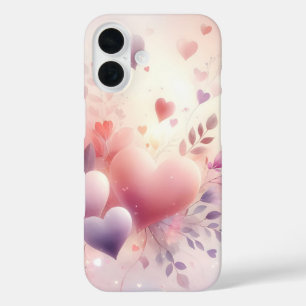 Whimsical Pastel Hearts Romantic Floral Love iPhone 16 Case