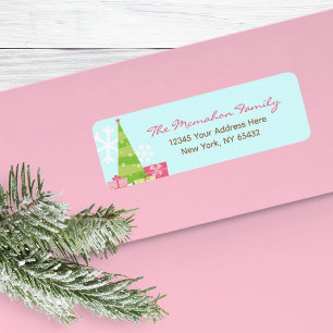 Whimsical Pastel Holiday Card Return Address Label