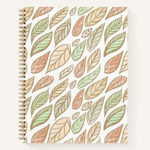 Whimsical Pastel Leaf Drift Pattern  Notebook