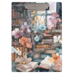 Whimsical Pastel Library Floral Fantasy Clipboard
