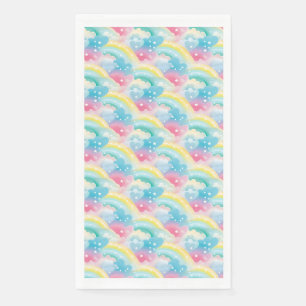 Whimsical Pastel Pattern with Hearts and Rainbows Napkin