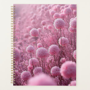 Whimsical Pastel Pink Pom-Pom Flower Field Dreamsc Planner