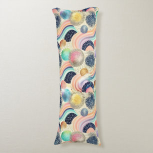 Whimsical Pastel Rainbow Waves & Glitter Abstract Body Cushion