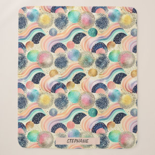 Whimsical Pastel Rainbow Waves & Glitter Abstract  Sherpa Blanket