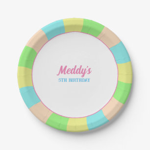 Whimsical pastel retro kid's custom photo  paper plate