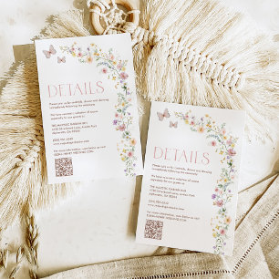 Whimsical Pastel Spring Wildflower Wedding Details Enclosure Card