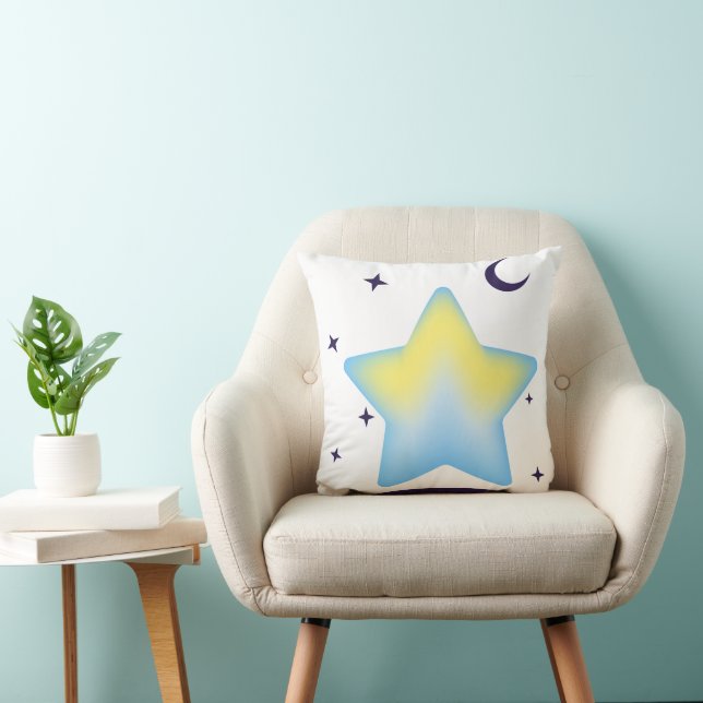 Whimsical Pastel Star and Moon Nursery Cushion (Chair)