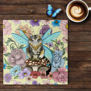 Whimsical Pastel Tabby Fairy Cat Floral Fantasy Jigsaw Puzzle