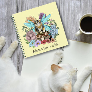 Whimsical Pastel Tabby Fairy Cat Floral Fantasy Notebook
