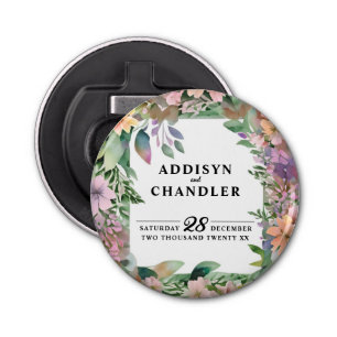 Whimsical Pastel Watercolor Wildflower Wedding Bottle Opener