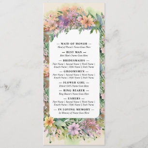 Whimsical Pastel Watercolor Wildflower Wedding Programme