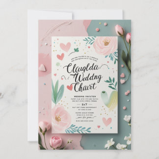Whimsical Pastel Wedding Invitation