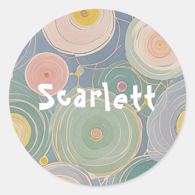 Whimsical Pastel Whirls Classic Round Sticker (Front)