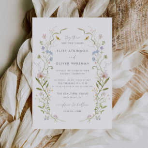 Whimsical Pastel Wildflower Frame Wedding Invitation