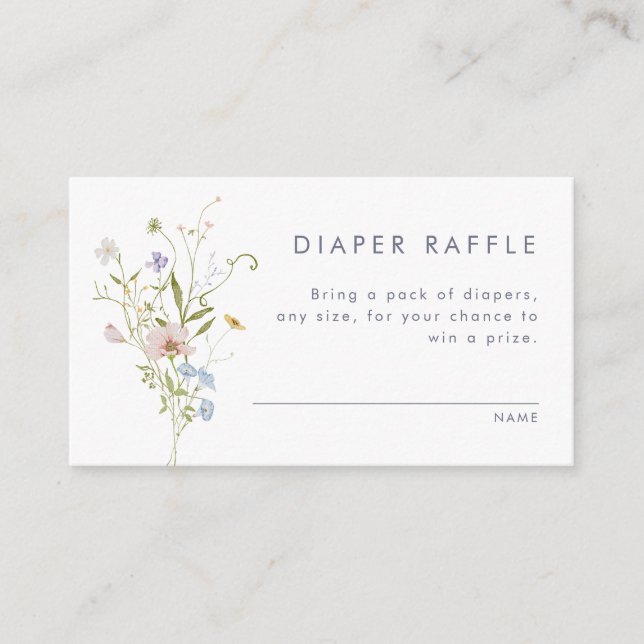 Whimsical Pastel Wildflower Wedding Enclosure Card (Front)